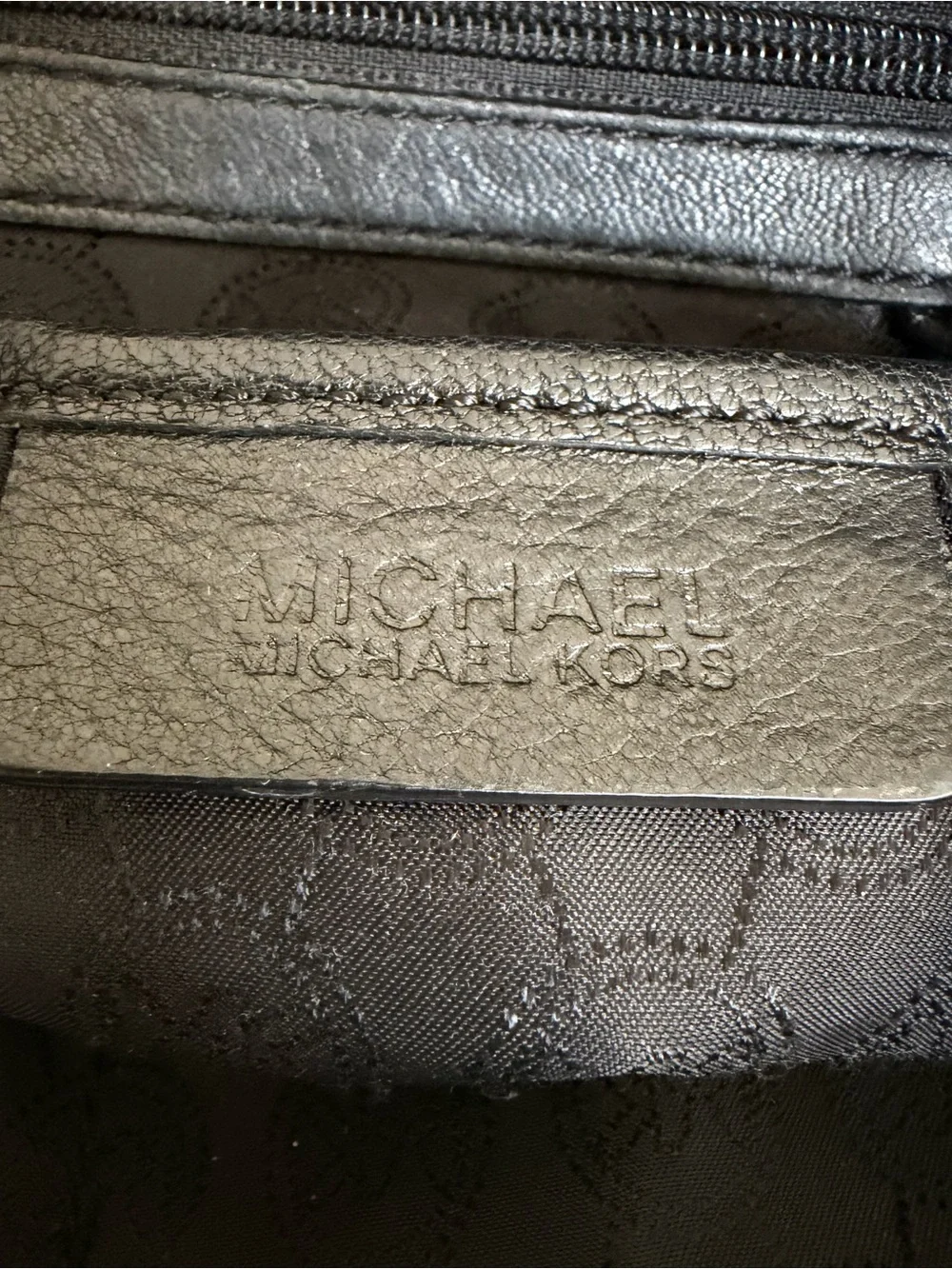 Michael Kors Black Pebbled Leather Tote Handbag Gold MK Medallion